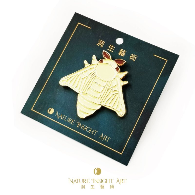 洞生艺术 | Q版昆虫金属徽章-蚕蛾 - 胸针 - 铝合金 白色