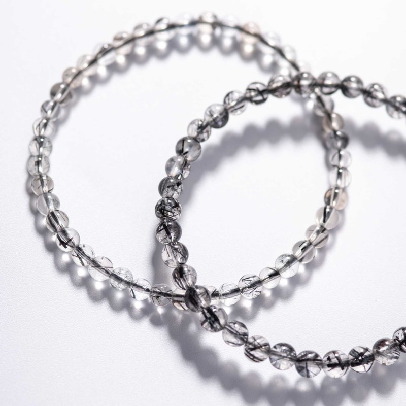 黑发晶4mm极细手链 | 多圈能量天然水晶手链礼物| 4 月新品主打星 - 手链/手环 - 水晶 黑色