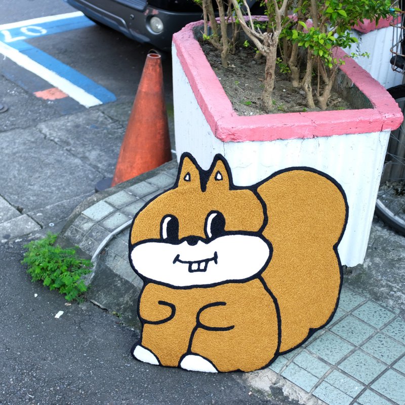 小松鼠加厚止滑地垫 - 地垫/地毯 - 绣线 咖啡色