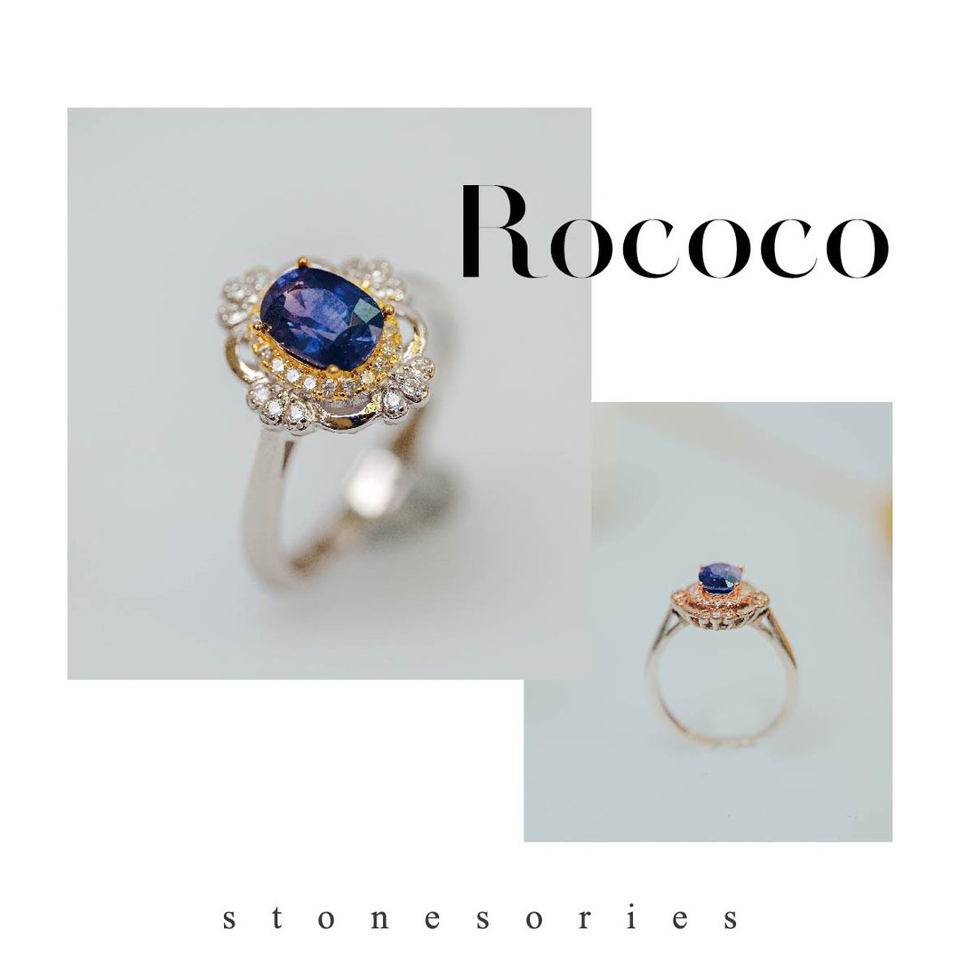 Rococo Flower 对称绕花纹花篮形设计戒指 - 戒指 - 宝石 