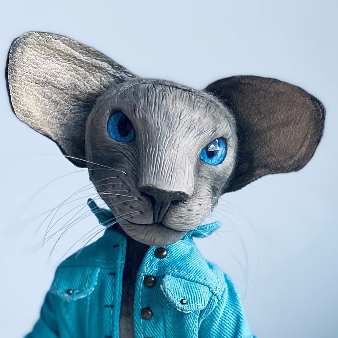 Oriental cat figurine teddydoll Pantera_toys - 玩偶/公仔 - 其他材质 灰色