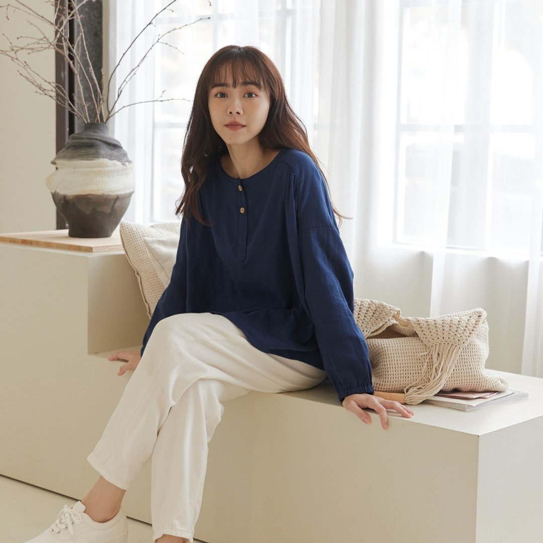 UMORFIL胶原蛋白透气唯美小澎袖上衣-共3色 - 女装上衣 - 棉 多色