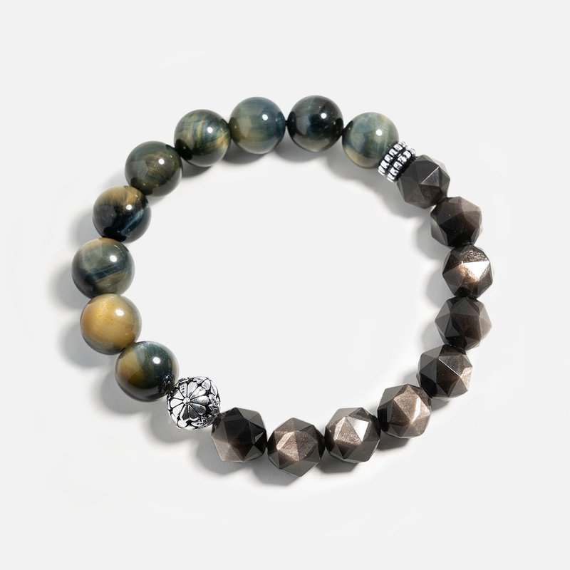 黄蓝虎眼石银曜石925银手链链 - 手链/手环 - 水晶 蓝色