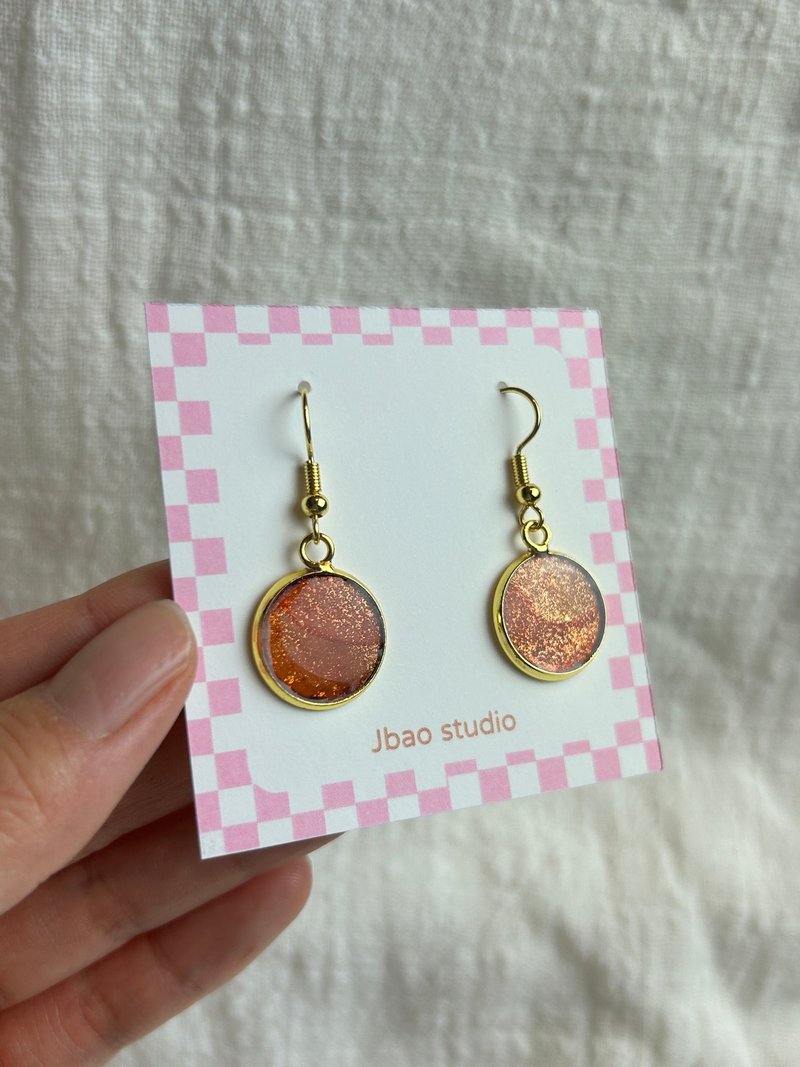 复古 橘棕色 圆形 耳勾式 耳环 - 耳环/耳夹 - 铜/黄铜 红色