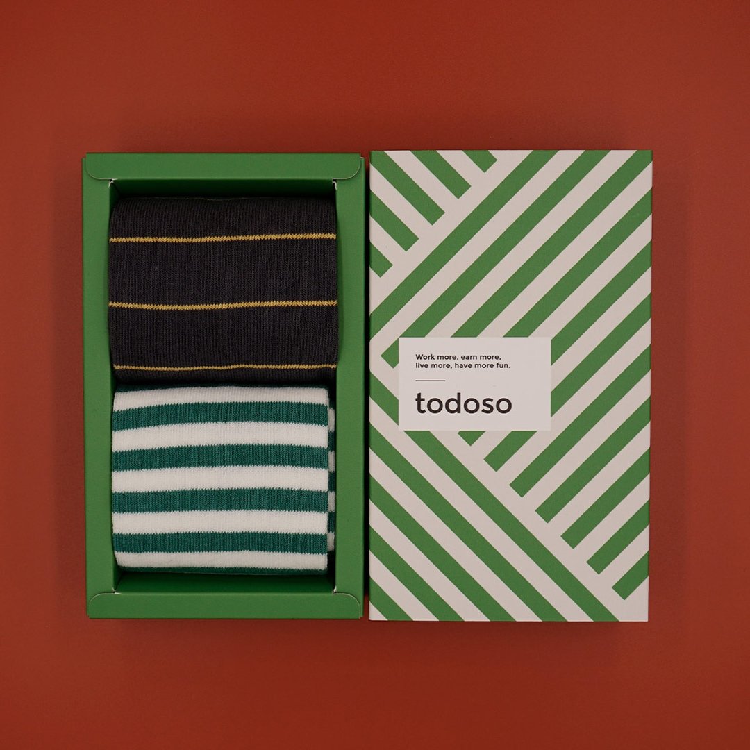 todoso socks 圣诞礼物 BYPLAYERS 系列中长袜女男秋冬棉袜子 2 双礼盒 - 袜子 - 棉 
