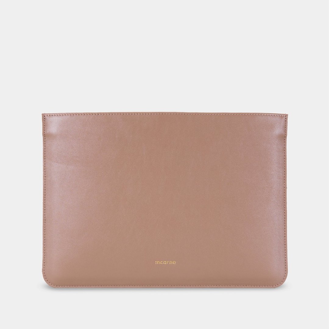 拿铁皮质笔记本电脑套 – MacBook Air & Pro专用保护套 - 电脑包 - 真皮 卡其色