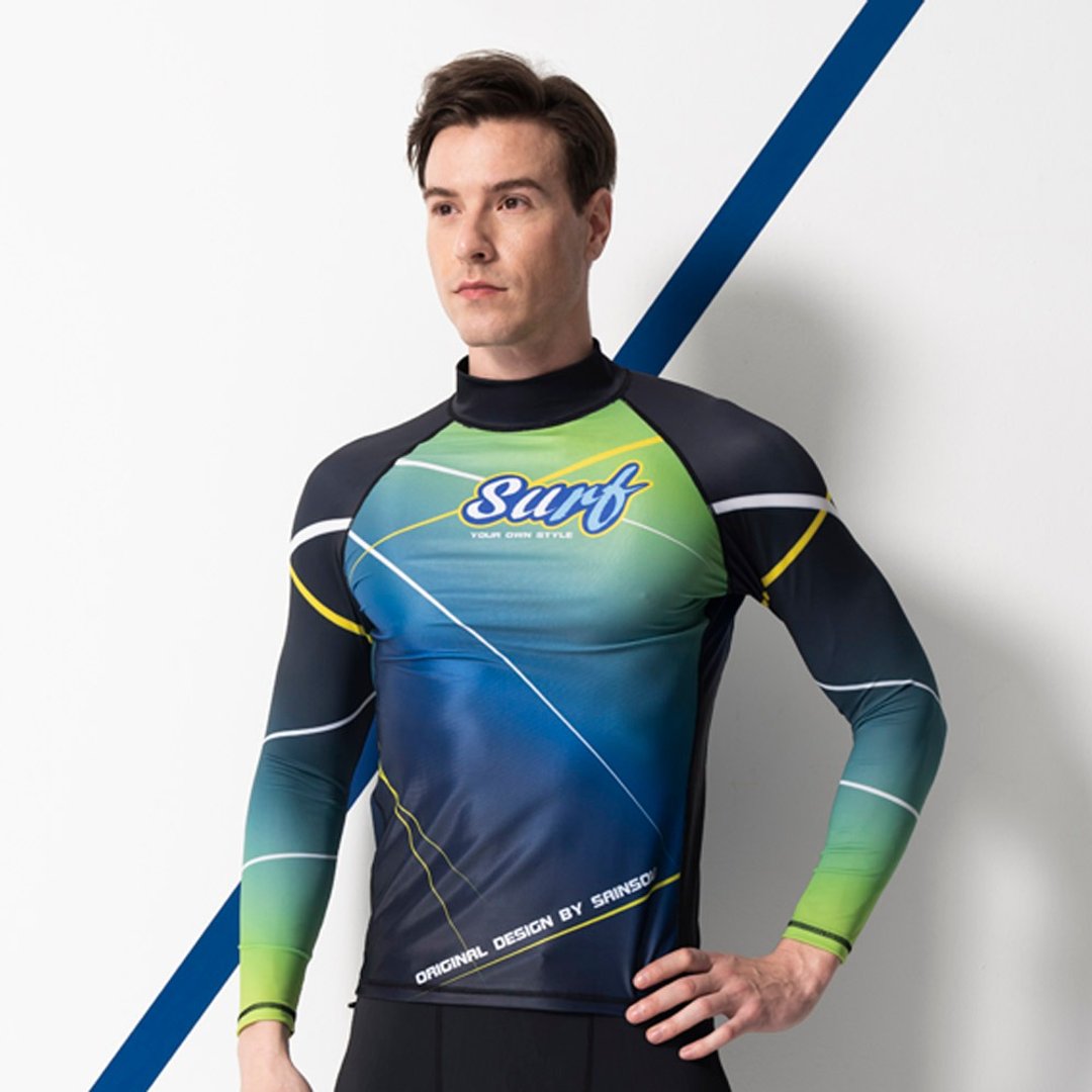 MIT 抗UV 长袖半身水母衣 水陆两用 - 男装运动衣 - 聚酯纤维 蓝色