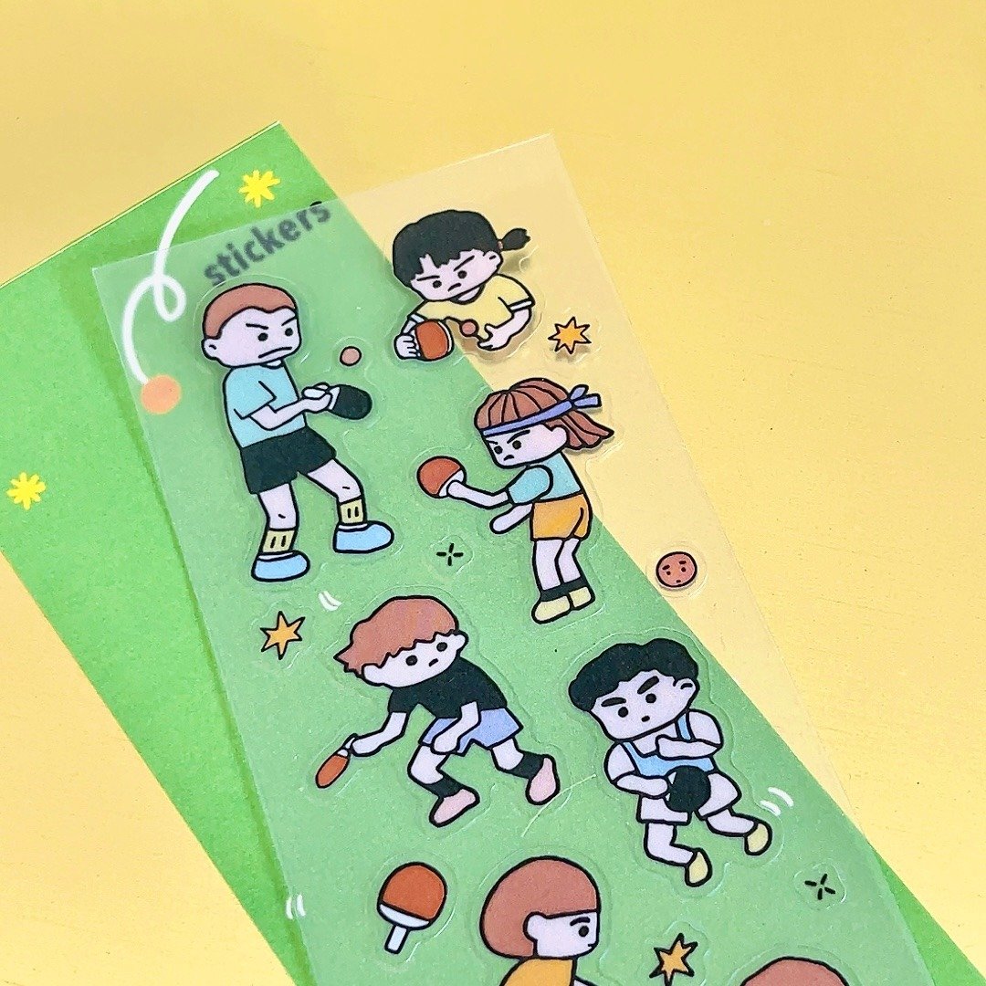 乒乓好朋友 / 手帐贴纸 / 透明底 Clear Sticker / colorful - 贴纸 - 塑料 