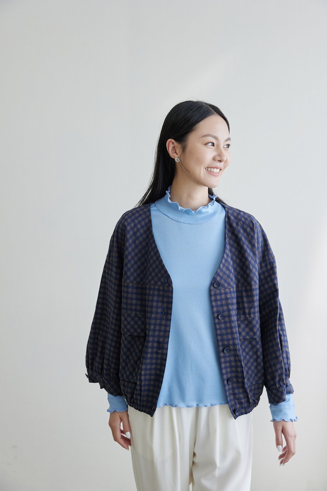 说故事的人纯棉格纹外套- 绿叶仙踪 / 薄外套 - 女装休闲/机能外套 - 棉 绿色