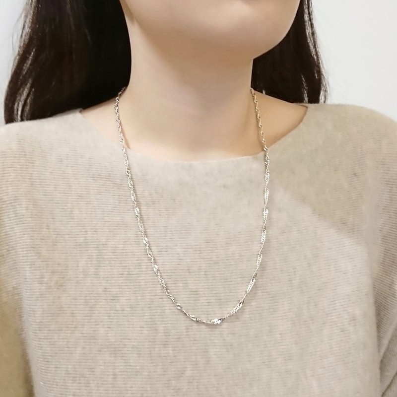 造型纯银项链 | 水波长链 3mm 60cm - 项链 - 纯银 银色
