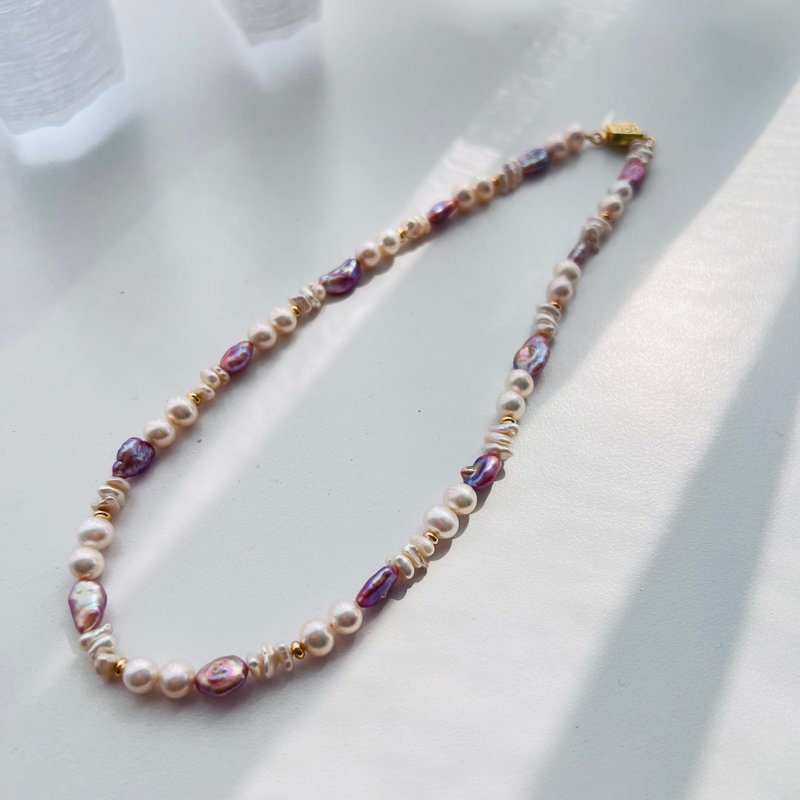 天然淡水巴洛克彩色珍珠项链 - 项链 - 珍珠 多色