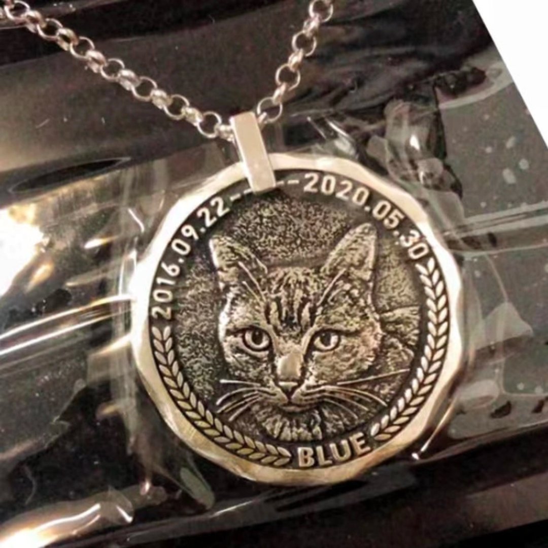 客制化毛小孩 纯银项链 猫狗画像 似颜绘 纪念 宠物大师级雕刻 - 项链 - 纯银 