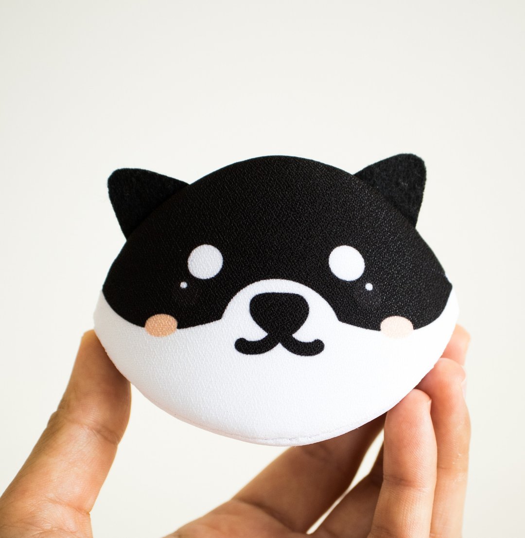 Black Shiba Inu Accessory purse / Japanese style bag - 化妆包/杂物包 - 棉 黑色