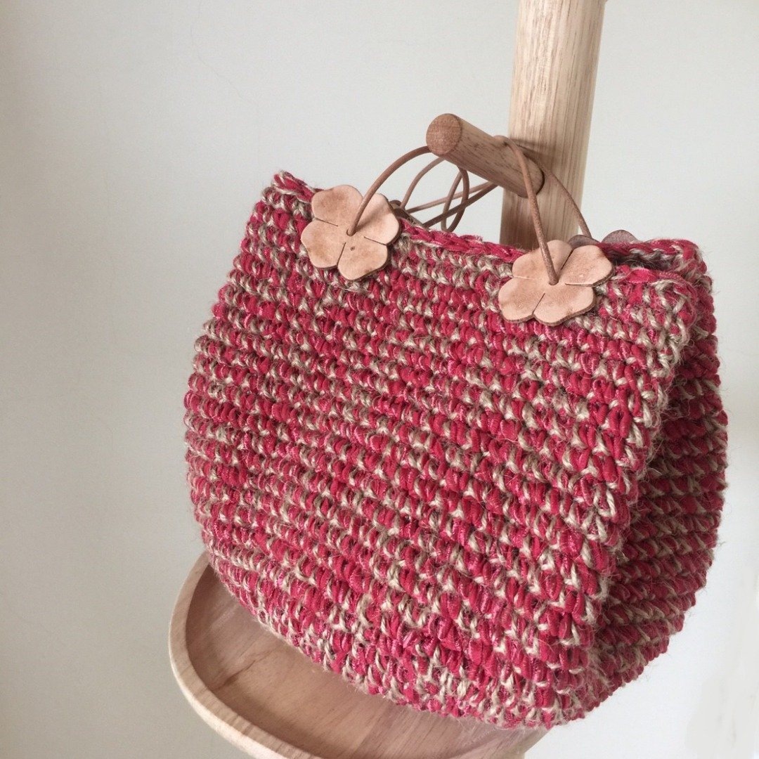 小花巾着束口包-小红 - 手提包/手提袋 - 棉 