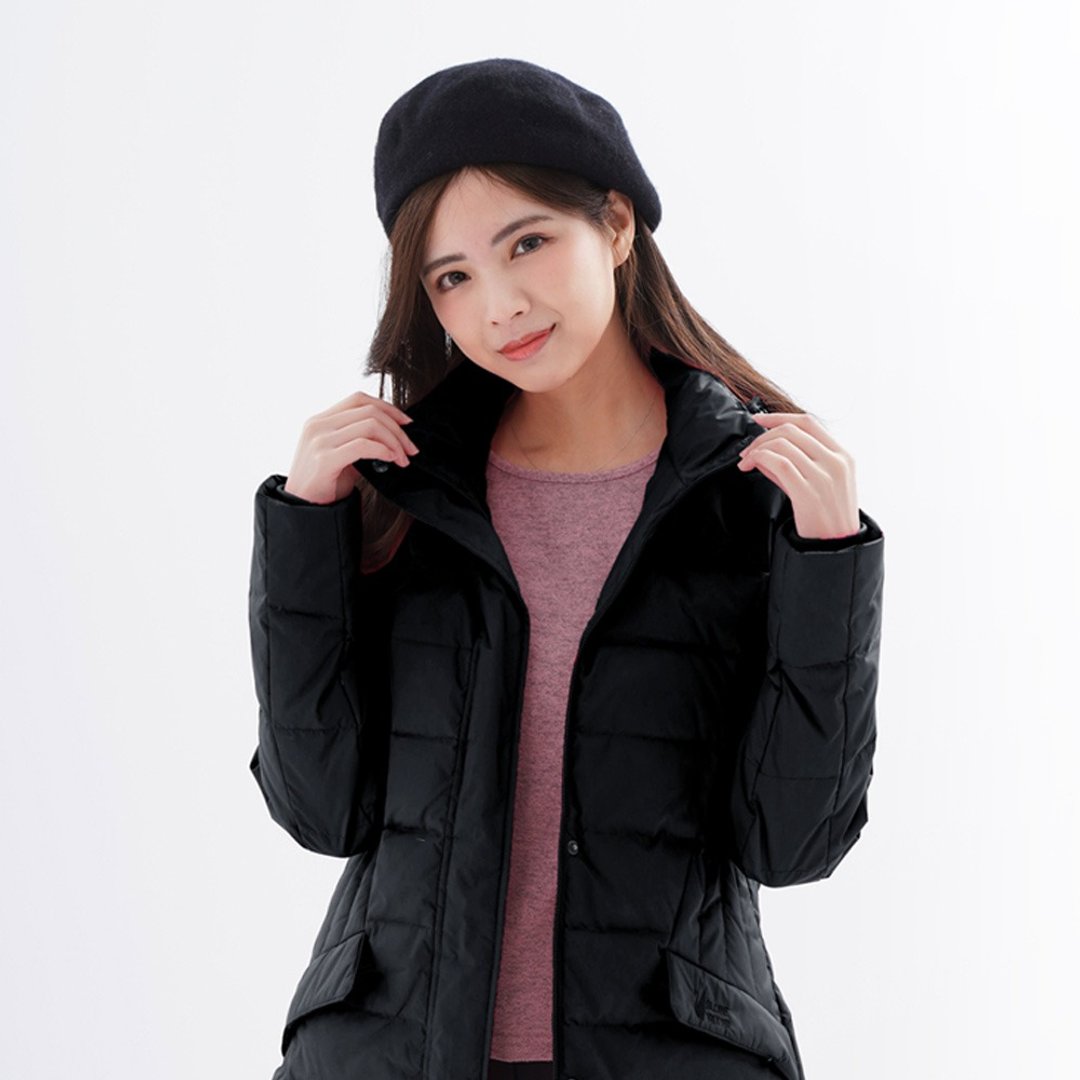 女款中长版防风防泼御寒羽绒外套GJ22021黑色 - 女装休闲/机能外套 - 聚酯纤维 黑色