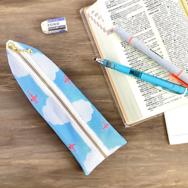 【飞机与云朵】畳缘 四面体笔袋 晴空 蓝色 - 铅笔盒/笔袋 - 其他材质 蓝色