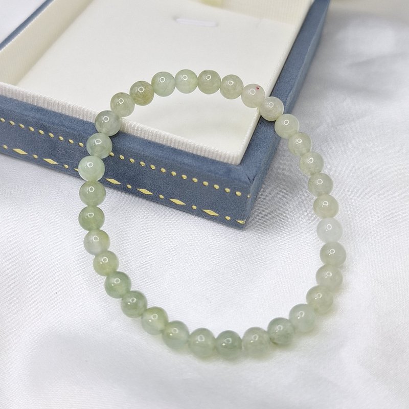 冰种 渐层冰绿 手串 手珠 珠串 | 天然缅甸玉A货翡翠 - 手链/手环 - 玉石 