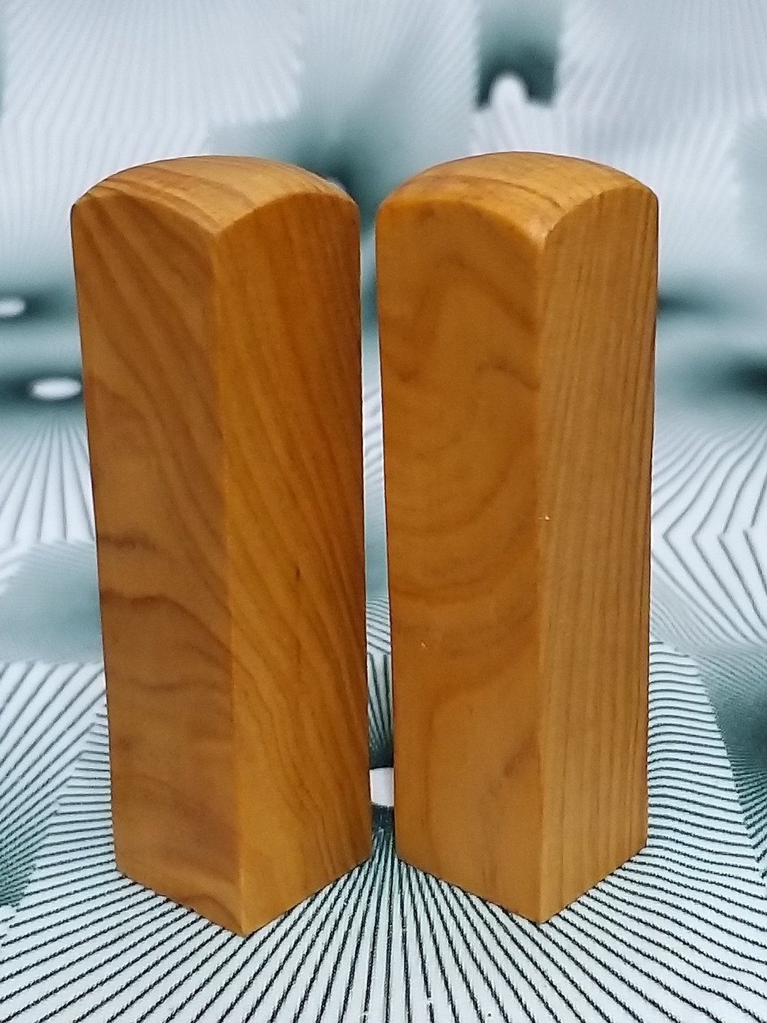 台湾桧木6分闪光印章 1对 7*1.8cm正方 380元~B15 - 印章/印台 - 木头 