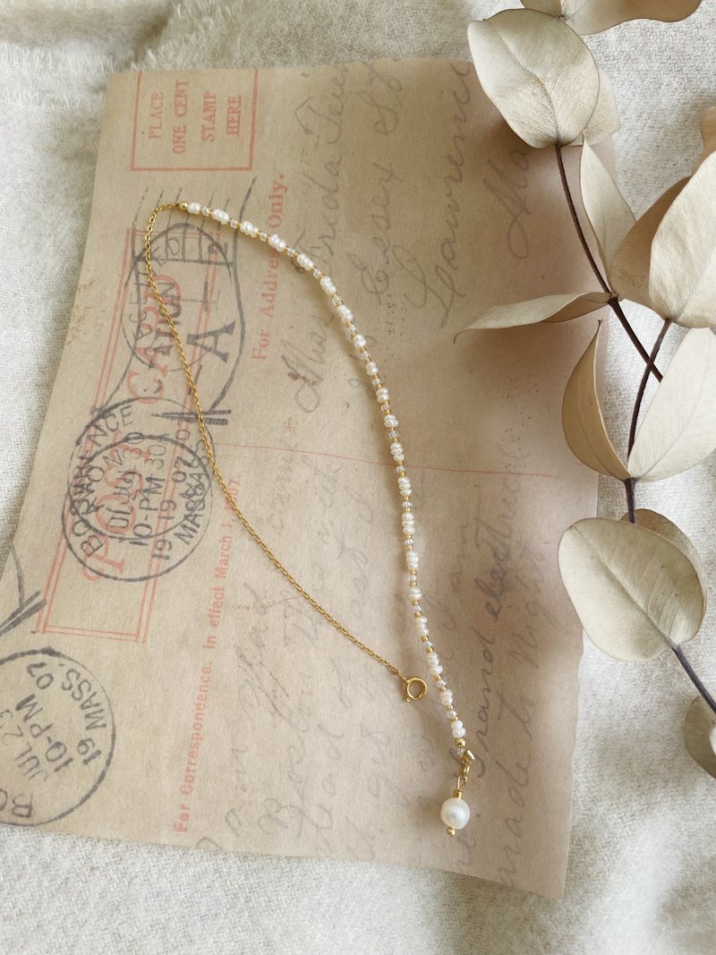 天然淡水米粒珍珠 纯银手链 复古风格串珠手链 - 手链/手环 - 珍珠 金色