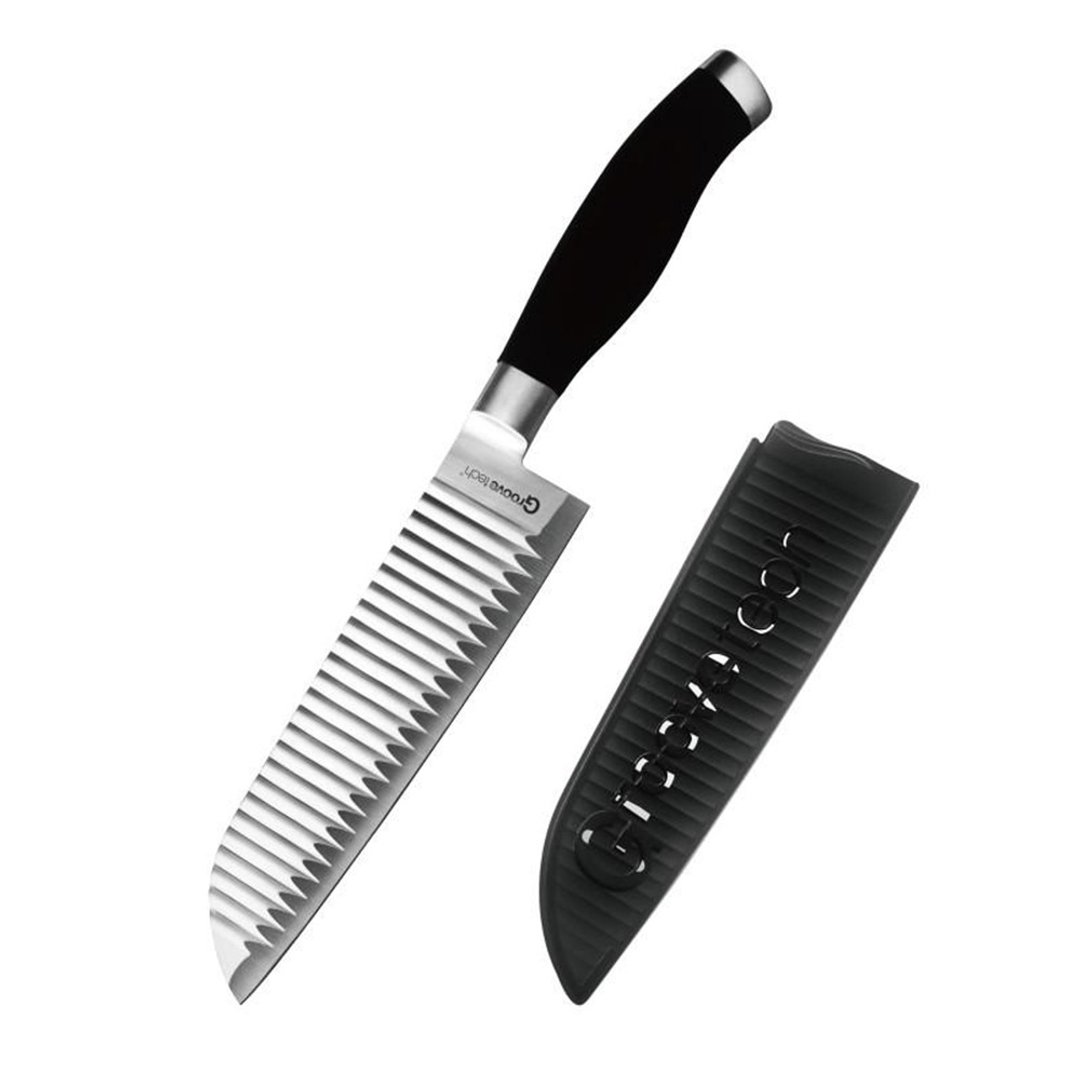 【Groovetech】GT空气刀 全球同步款 18cm 日式三德刀 (含刀套) - 厨房用具 - 不锈钢 灰色