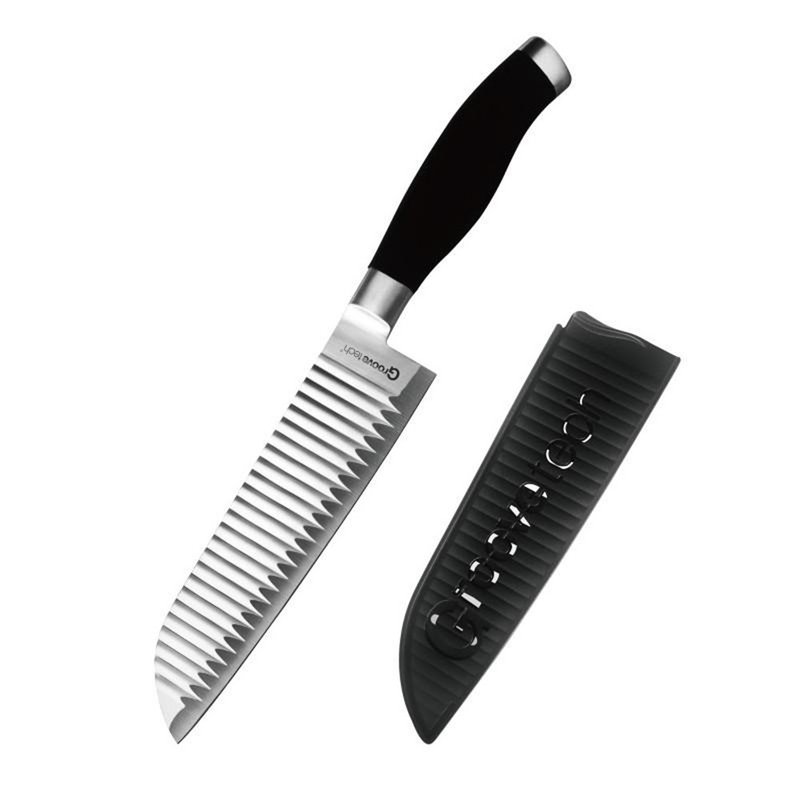 【Groovetech】GT空气刀 全球同步款 18cm 日式三德刀 (含刀套) - 厨房用具 - 不锈钢 灰色