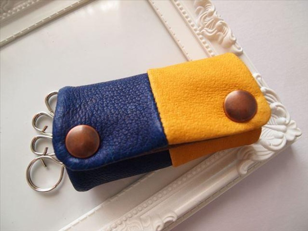 [Pig leather soft key case multi-color leather 15280014 - 钥匙链/钥匙包 - 真皮 紫色
