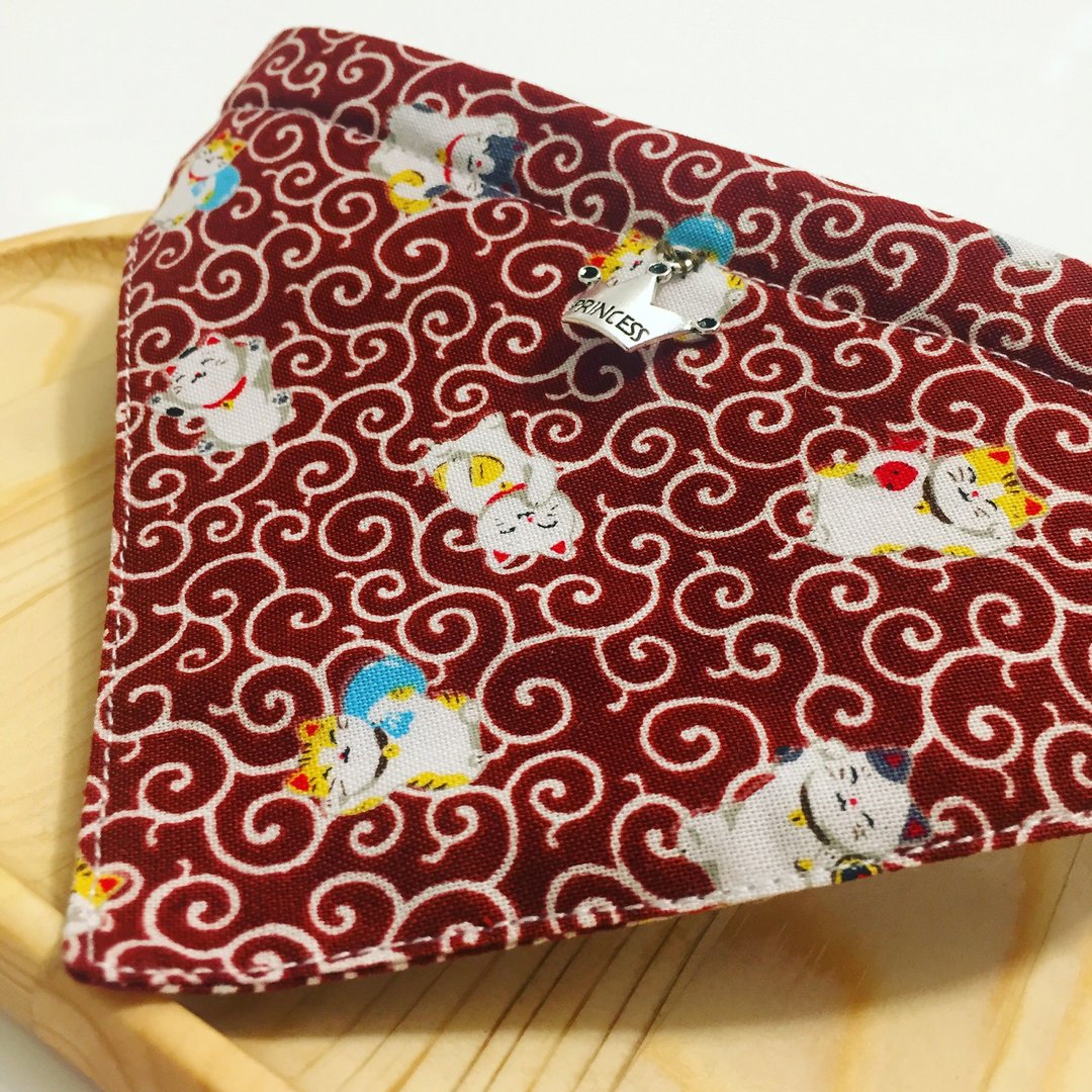 小偷猫咪唐草三角巾项圈 猫狗颈圈 S/M/L size - 项圈/牵绳 - 棉．麻 多色