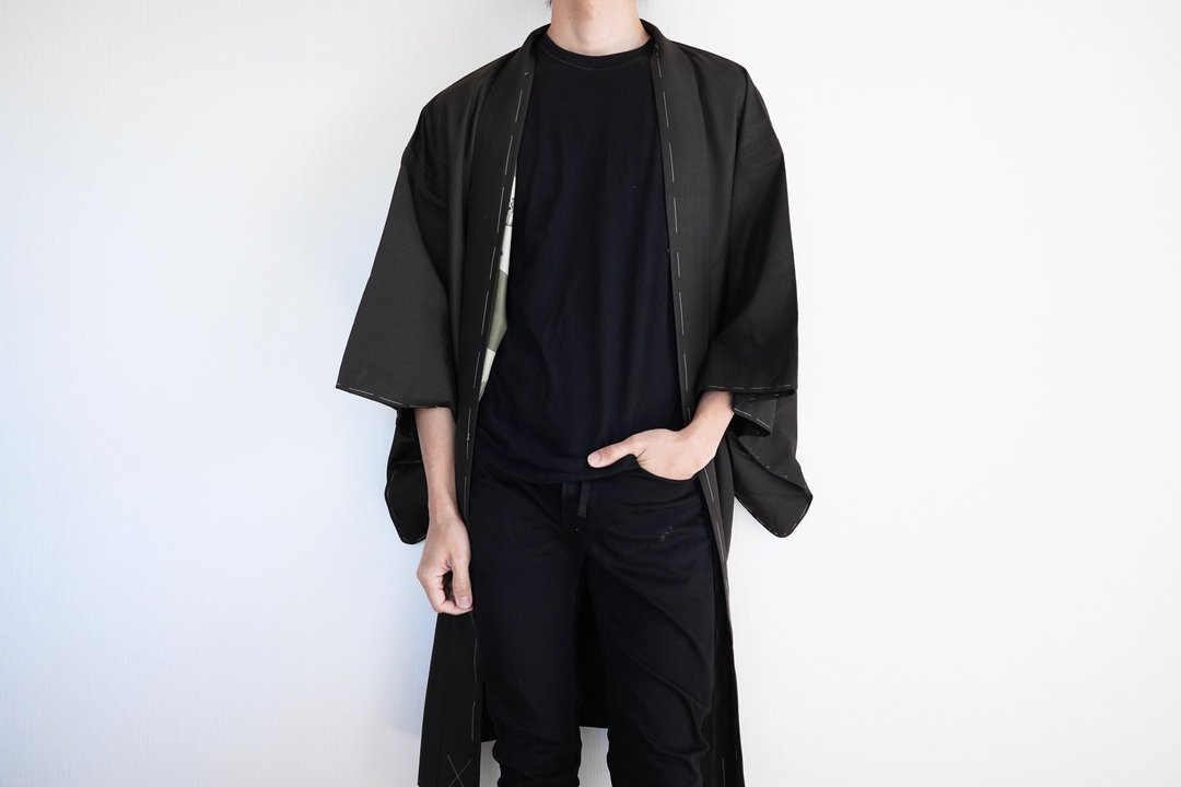 Japanese KIMONO, mens kimono, samurai haori, authentic kimono, traditional - 男装外套 - 丝．绢 咖啡色