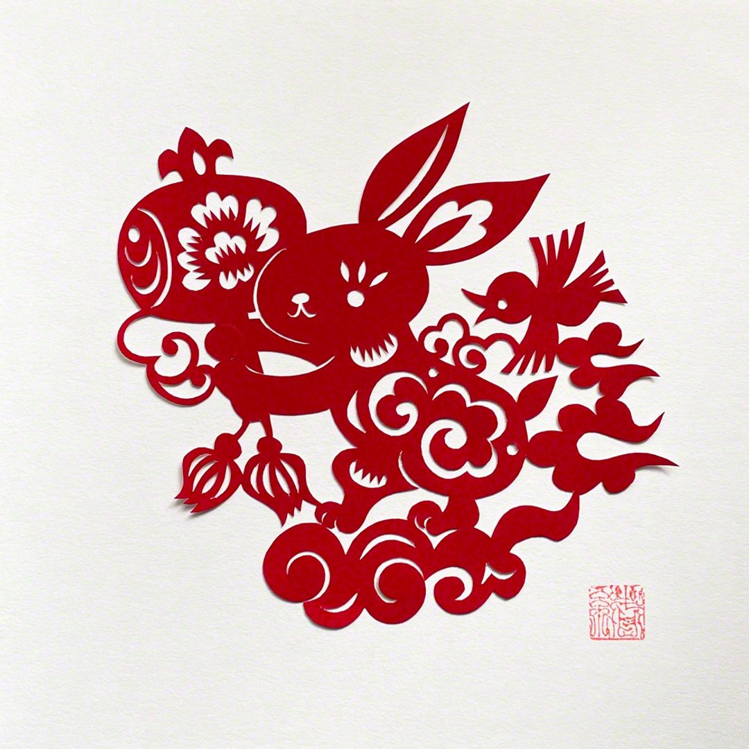 Made-to-order cut paper, lucky rabbit - 海报/装饰画/版画 - 纸 红色
