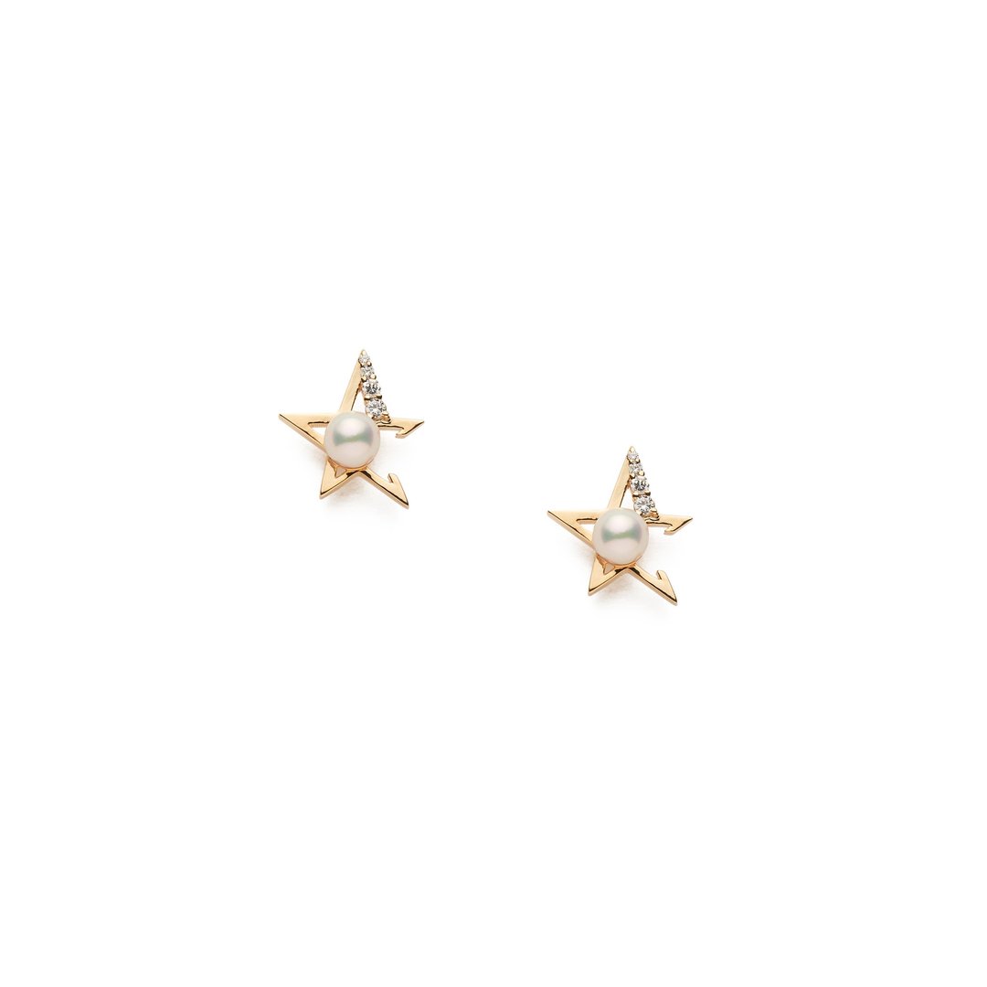 参宿耳环 925银厚镀18K金 Orion D/P Earring - 耳环/耳夹 - 珍珠 金色