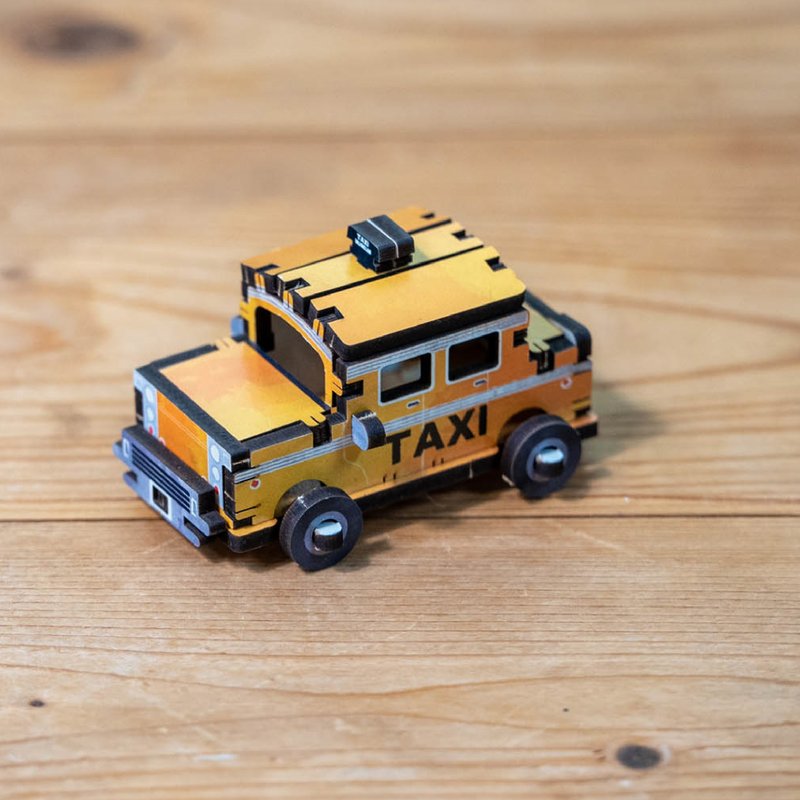 【DIY手作】迷你拼拼车 复古出租车 创意手作 特色玩具 - 木工/竹艺/纸艺 - 木头 黄色