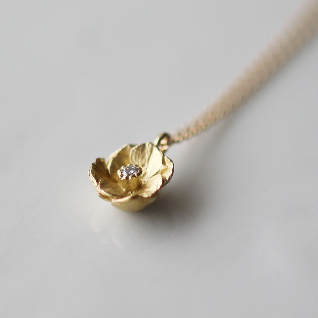 -18K 金- 银莲花 小花项链 /Anemone necklaces/ - 项链 - 贵金属 金色