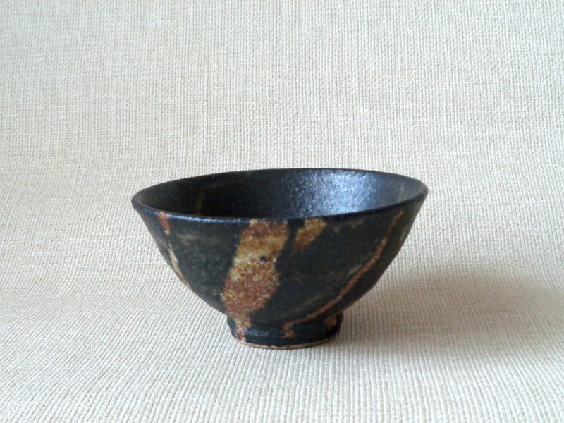 抹茶碗画草冠c - 碗 - 陶 黑色