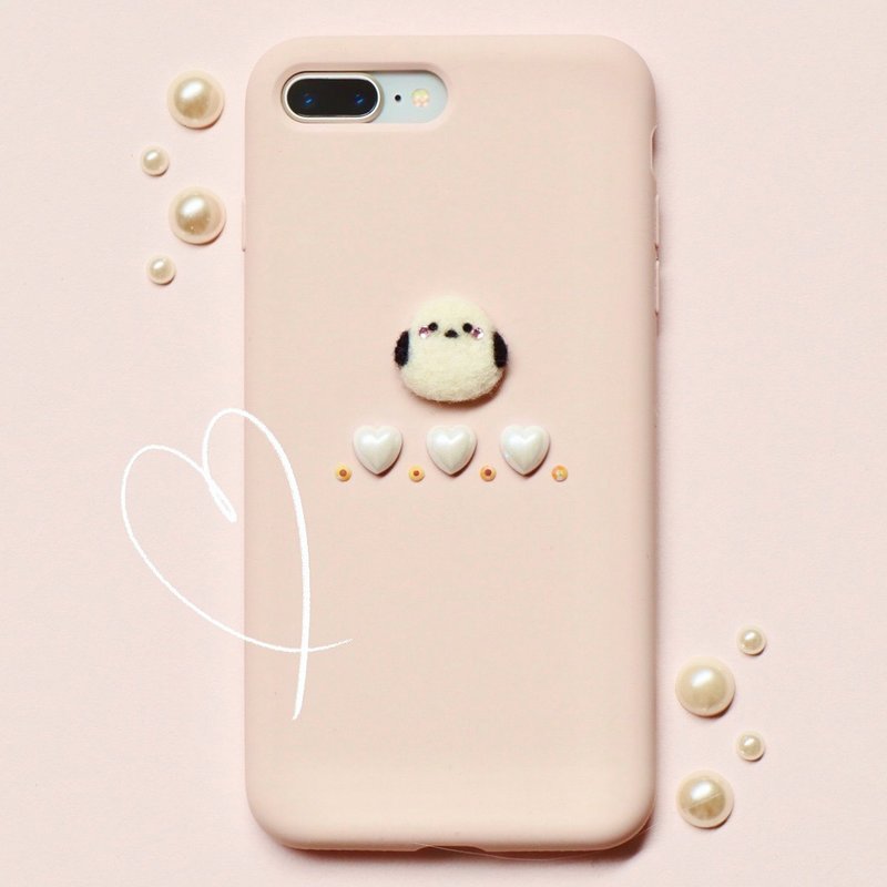 羊毛毡 温柔粉胖胖长尾山雀硅胶手机壳 - 手机壳/手机套 - 羊毛 粉红色