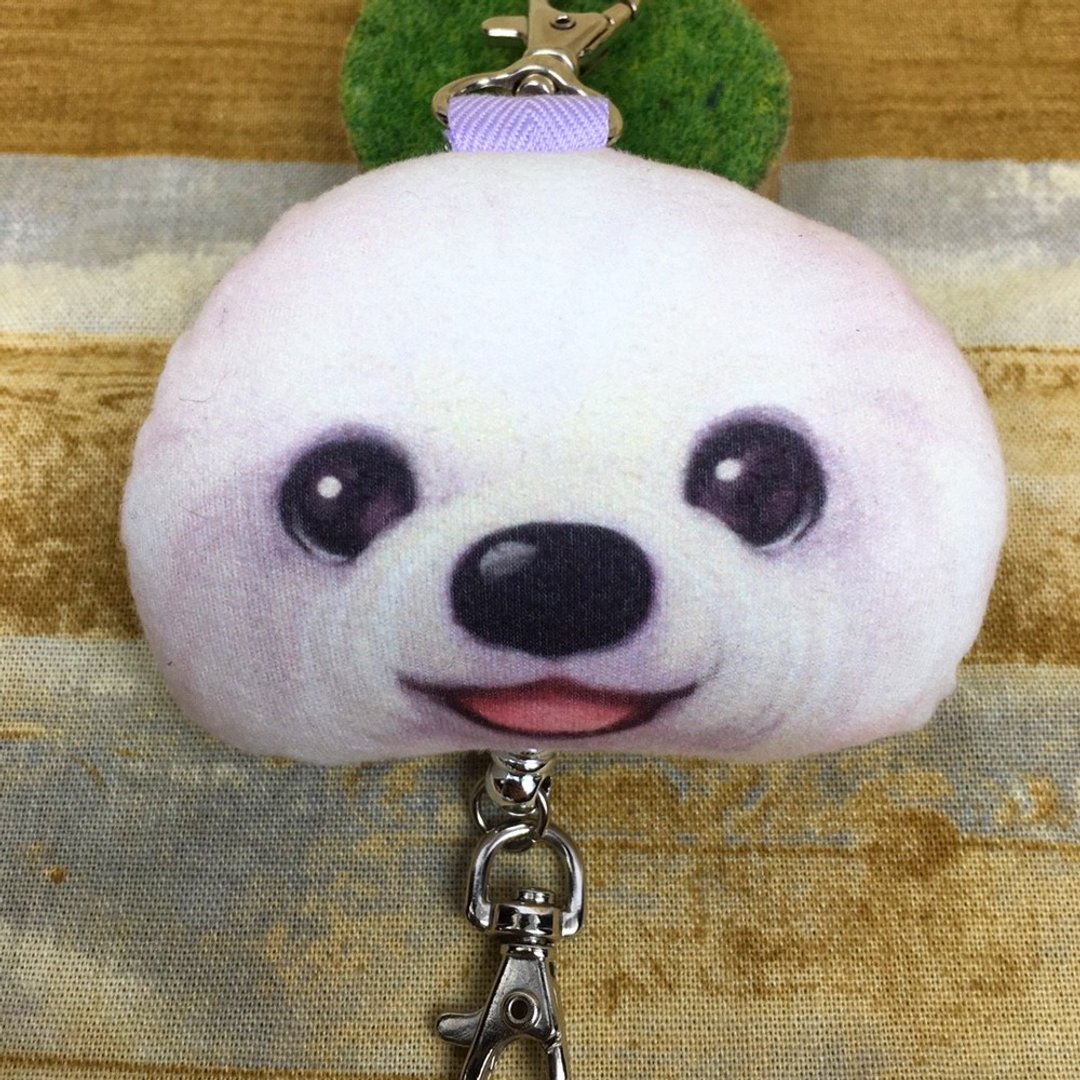 比熊犬擦拭娃娃伸缩扣 - 证件套/卡套 - 其他人造纤维 白色