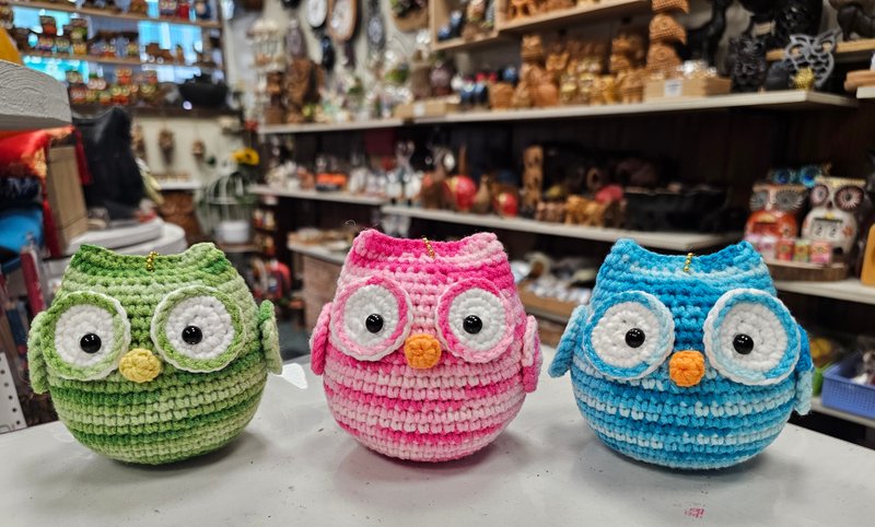 毛线猫头鹰 - 摆饰 - 其他材质 