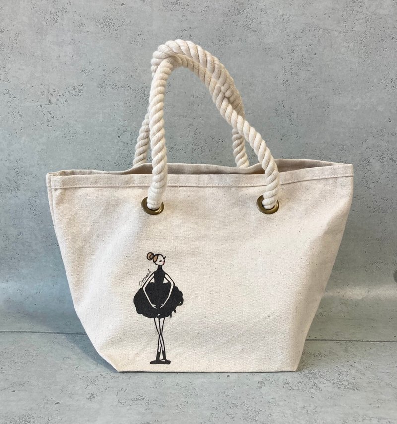 Black Ballerina Marine tote bag - 其他 - 棉．麻 白色