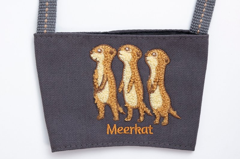 杯套【探头狐獴】 DND 立体刺绣 环保杯套 - 其他 - 棉．麻 灰色