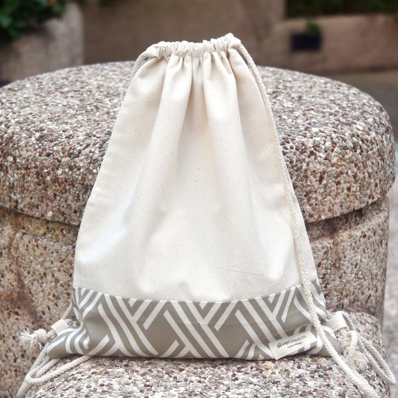 Silverbreeze~束口后背包~ (B105) 现货供应中 LAST - 束口袋双肩包 - 棉．麻 卡其色