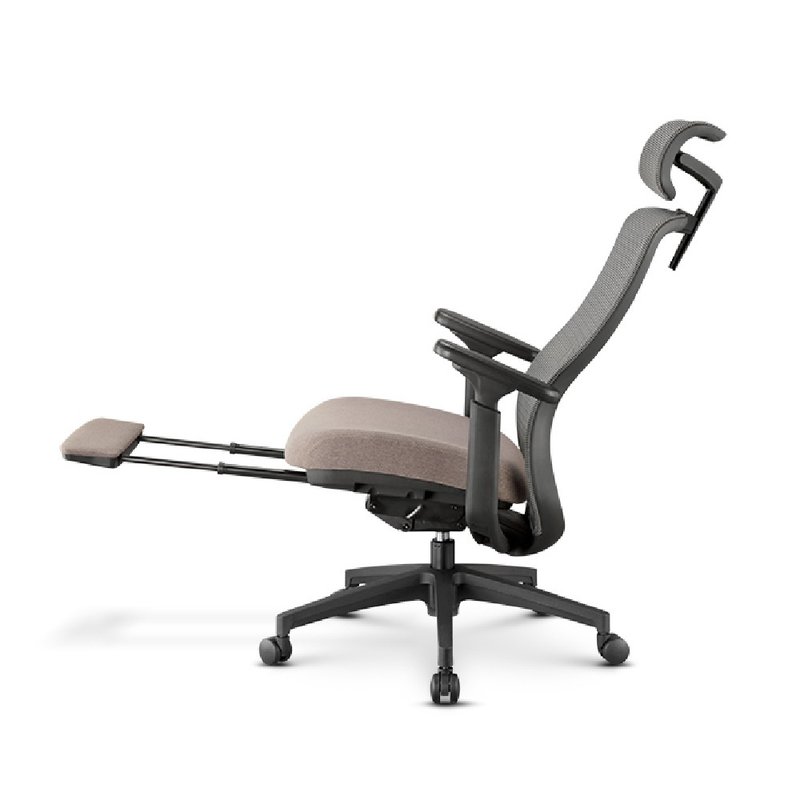 NO. 9 人体工学椅 高背带脚靠 - 椅子/沙发 - 尼龙 灰色