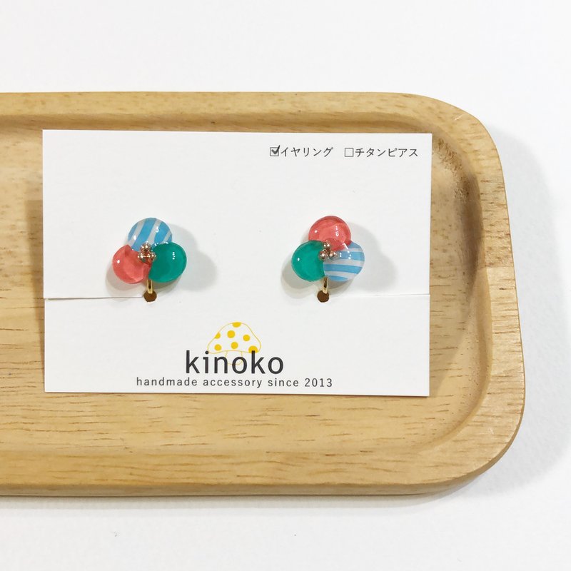 Three round Clip-On E - 耳环/耳夹 - 塑料 绿色