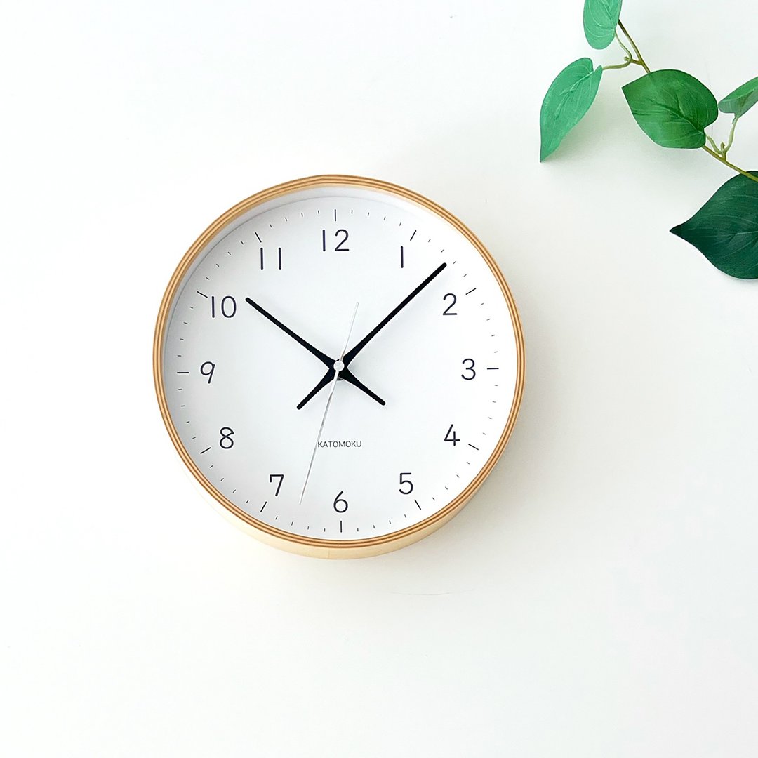 KATOMOKU plywood clock 22 M尺寸 黑色 (km-121BK) 挂钟 日本制 - 时钟/闹钟 - 木头 黑色