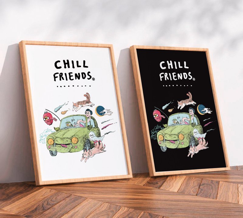 CHILL FRIENDS 妖怪们的兜风 / 原创海报 / A4 或 A3 尺寸 - 海报/装饰画/版画 - 塑料 白色