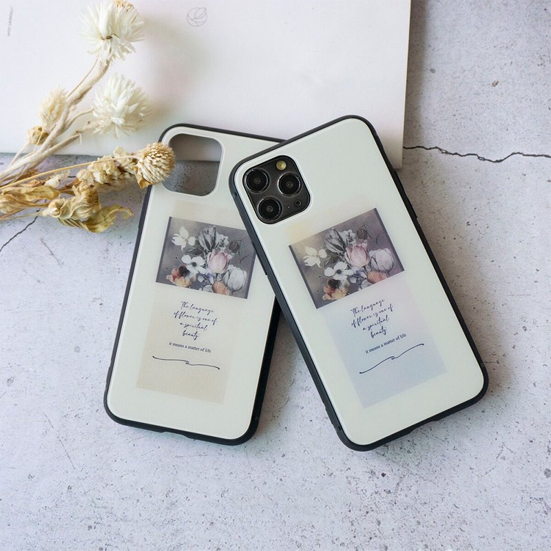 兼容多设备的智慧型手机外壳、玻璃 [盒框花]、细微差别设计、柔和的色彩、艺术、iPhone、Android、JI71U - 手机壳/手机套 - 玻璃 绿色