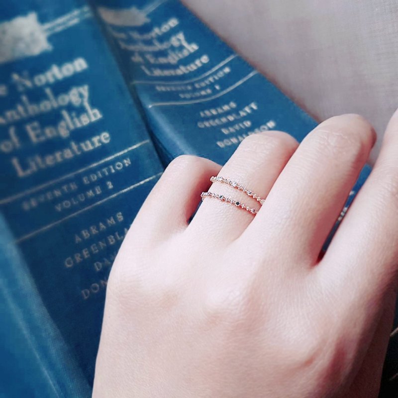 维多利亚。10K天然钻石(白钻/蓝钻)线戒 食指戒 订制戒 #9-#13 - 戒指 - 钻石 金色