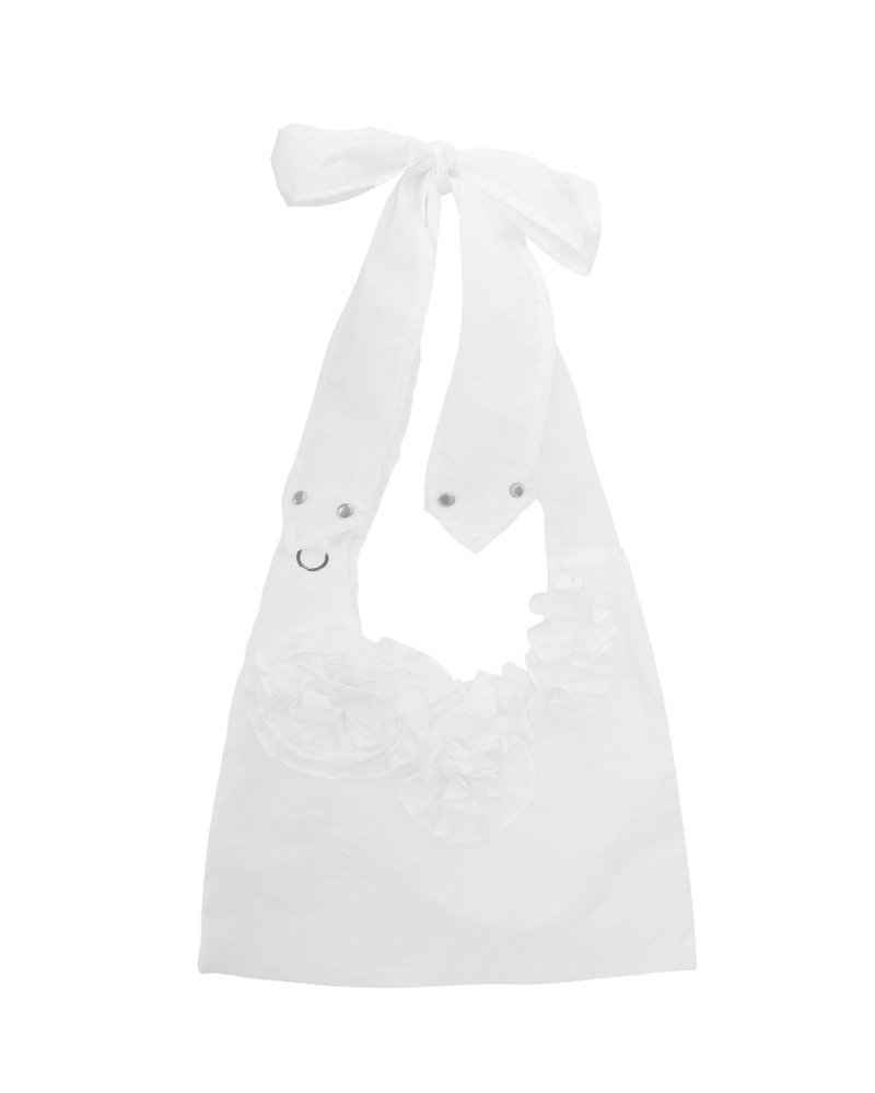 尼龙荷叶边流浪斜背包 (白色) - 侧背包/斜挎包 - 尼龙 白色