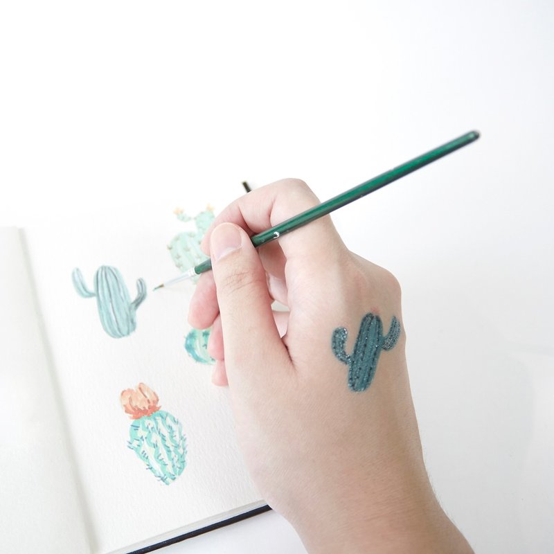清新植物系仙人掌纹身贴 // 一套七款 - 纹身贴 - 纸 多色