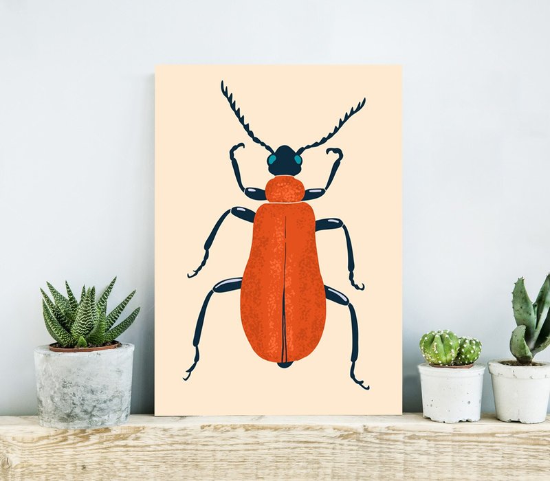 托儿所热带红甲虫海报，儿童房艺术 - 海报/装饰画/版画 - 纸 