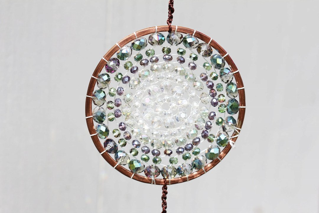 Olive-colored mandala suncatcher - 其他 - 玻璃 