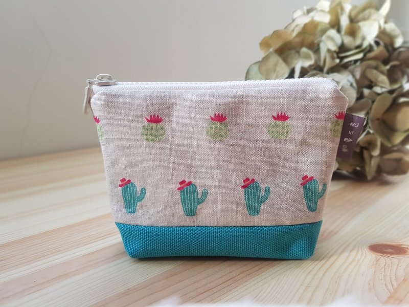 小巧零钱包 仙人掌 - 零钱包 - 棉．麻 绿色